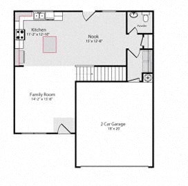 a floor plan of a small house with a garage